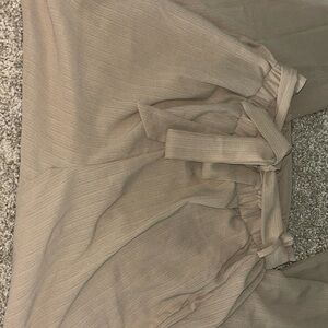 Long tan paper bag work pants